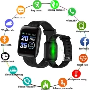 Smart Bracelet Fitness Tracker Color Screen Smartwatch Heart Rate Blood Pressure Pedometer Sleep Monitor (Black)