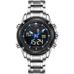 NAVIFORCE 9050-SBW Men Watches Top Luxury Brand Date Week Sport Mens Watches Military Business Stainless Steel Quartz Male Watch