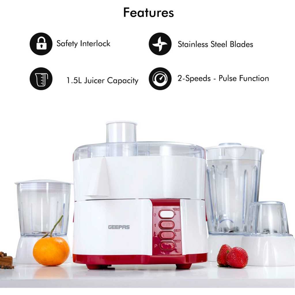 Geepas 2 Speed 4 In 1 Food Processor | Blender, Grinder, Chopper, Model No GSB9890