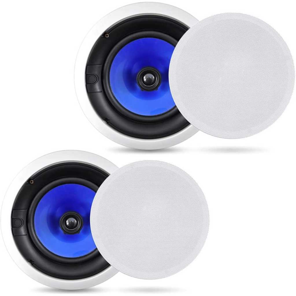 Pyle 2-Way In-Wall In-Ceiling Speaker System - Dual 8 Inch 300W Pair of Ceiling Wall Flush Mount Speakers w/ 1" Silk Dome Tweeter, Adjustable Treble Control - For Home Theater Entertainment