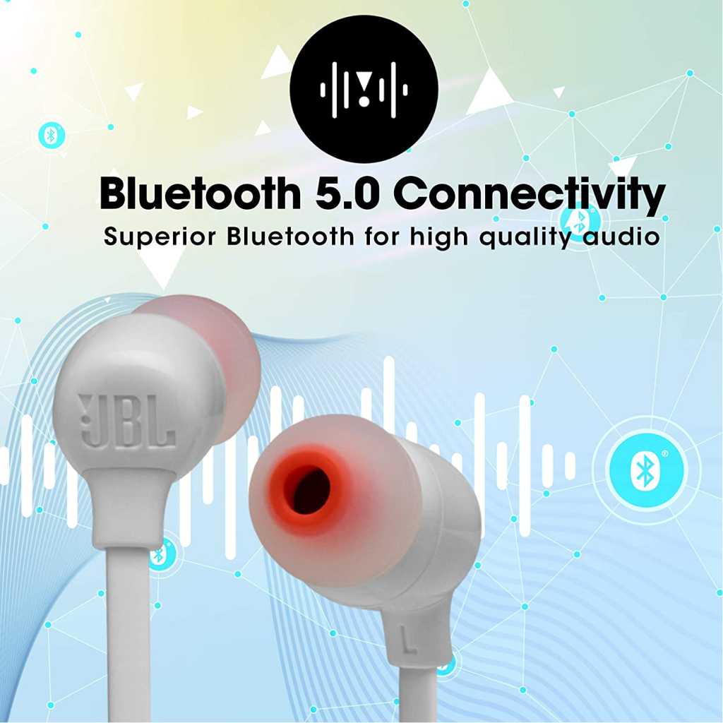 JBL Tune 125BT by Harman in-Ear Bluetooth Headphone with Built-in Mic, 16 Hours Playtime, Bluetooth 5.0, Dual Connect and Quick Charging (White)