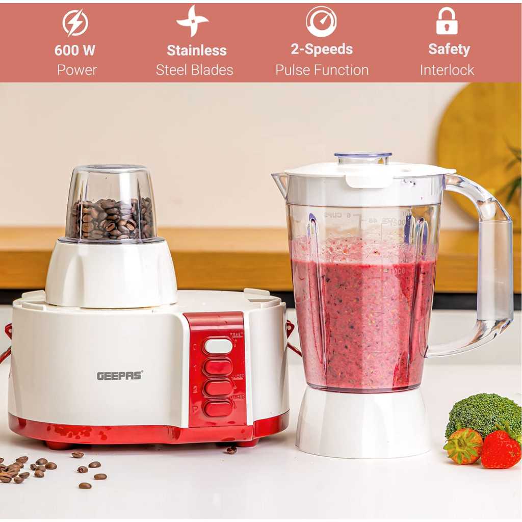 Geepas 2 Speed 4 In 1 Food Processor | Blender, Grinder, Chopper, Model No GSB9890