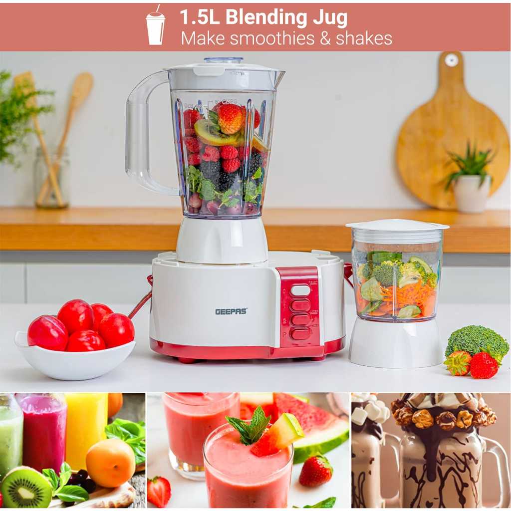 Geepas 2 Speed 4 In 1 Food Processor | Blender, Grinder, Chopper, Model No GSB9890