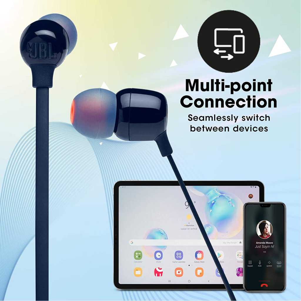 JBL Tune 125BT by Harman in-Ear Bluetooth Headphone with Built-in Mic, 16 Hours Playtime, Bluetooth 5.0, Dual Connect and Quick Charging (Blue)