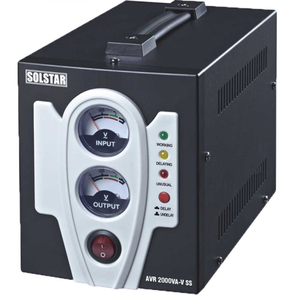Solstar Voltage Stabiliser/Regulator DVR2000VA; 120-280V~ Input, 2000VA (watts) Output, Digital Display