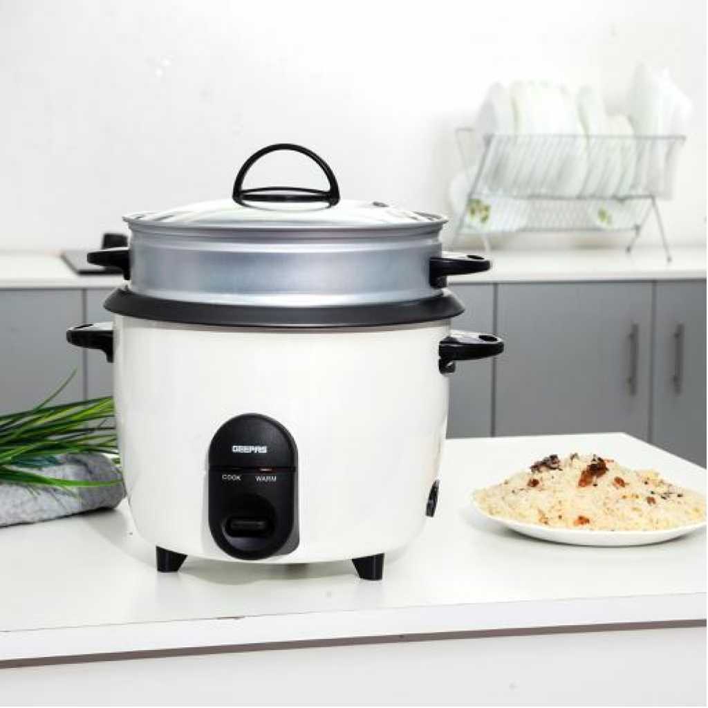 Geepas GRC35011 1.5L Automatic Rice Cooker 500W - Steam Vent Lid & Simple One Touch Operation |Make Rice, Steam Healthy Food & Vegetables | 2 Year Warranty