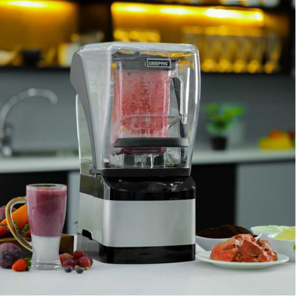 Geepas| GSB44084 Sound Proof Digital Blender, LED Timer, 2L Jar, GSB44084 | Nine Preprogrammed Function | 1800W Blender for Flavored Milk, Smoothie, Sorbet