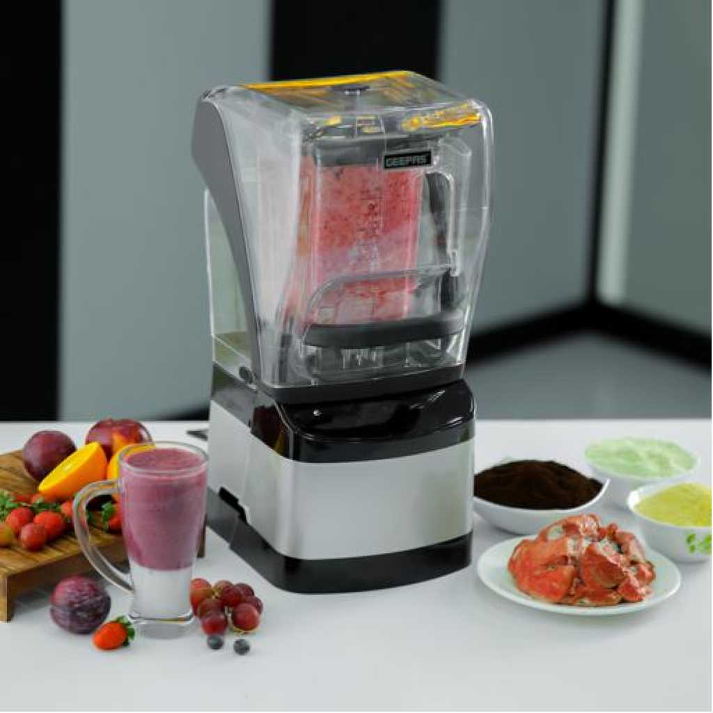 Geepas| GSB44084 Sound Proof Digital Blender, LED Timer, 2L Jar, GSB44084 | Nine Preprogrammed Function | 1800W Blender for Flavored Milk, Smoothie, Sorbet