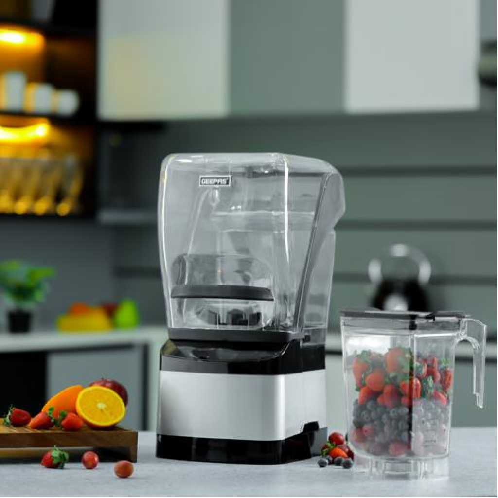 Geepas| GSB44084 Sound Proof Digital Blender, LED Timer, 2L Jar, GSB44084 | Nine Preprogrammed Function | 1800W Blender for Flavored Milk, Smoothie, Sorbet