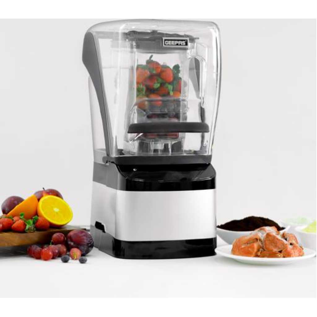 Geepas| GSB44084 Sound Proof Digital Blender, LED Timer, 2L Jar, GSB44084 | Nine Preprogrammed Function | 1800W Blender for Flavored Milk, Smoothie, Sorbet