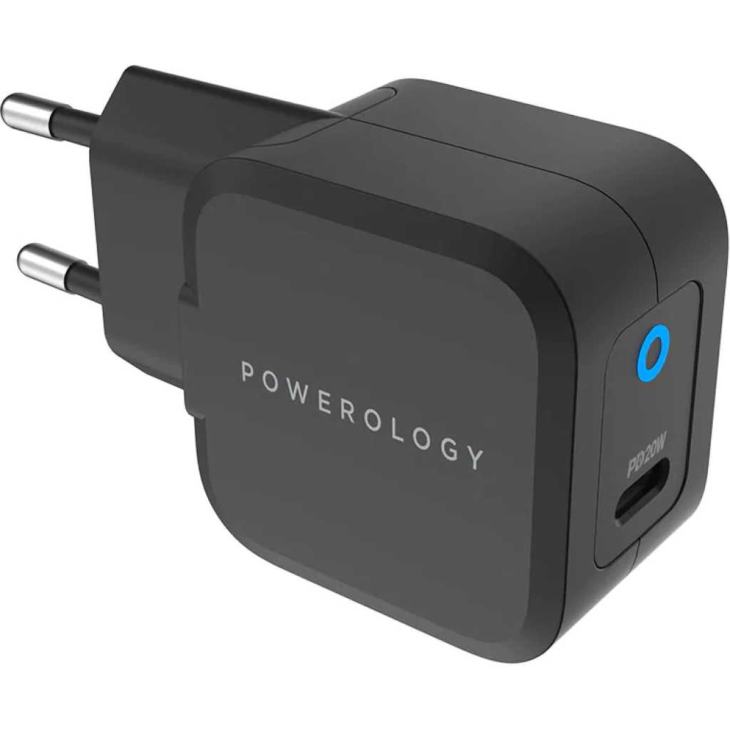 Powerology Ultra-Compact 20W PD GaN Charger - Black