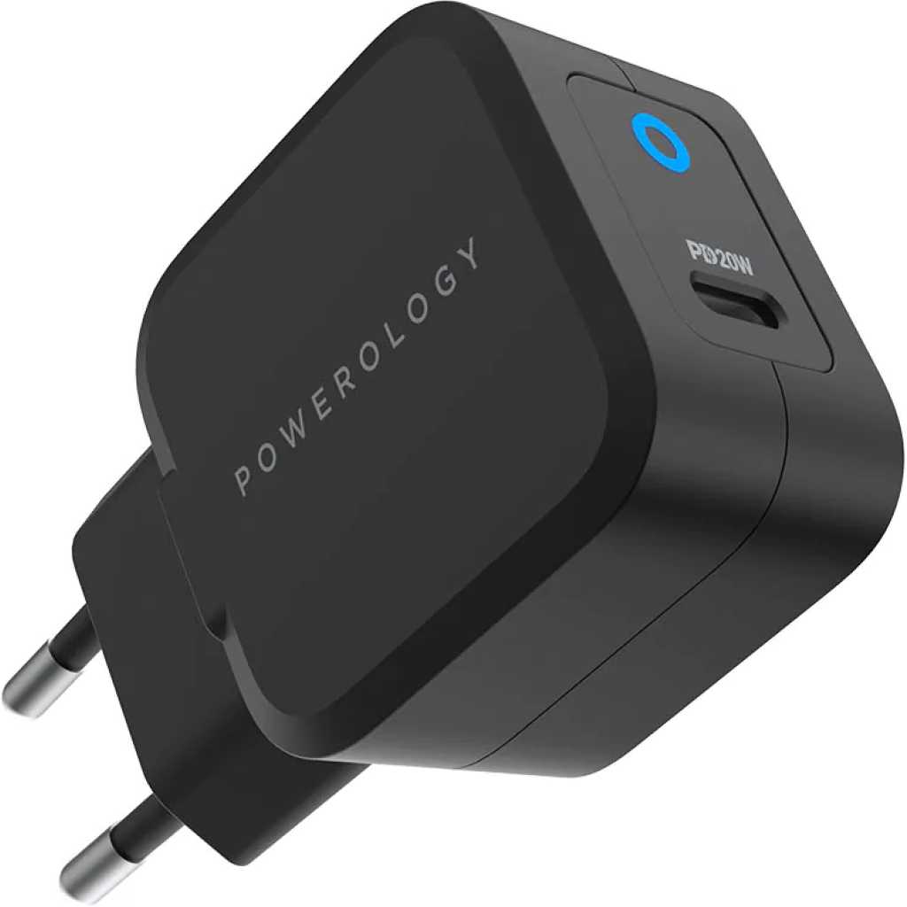 Powerology Ultra-Compact 20W PD GaN Charger - Black