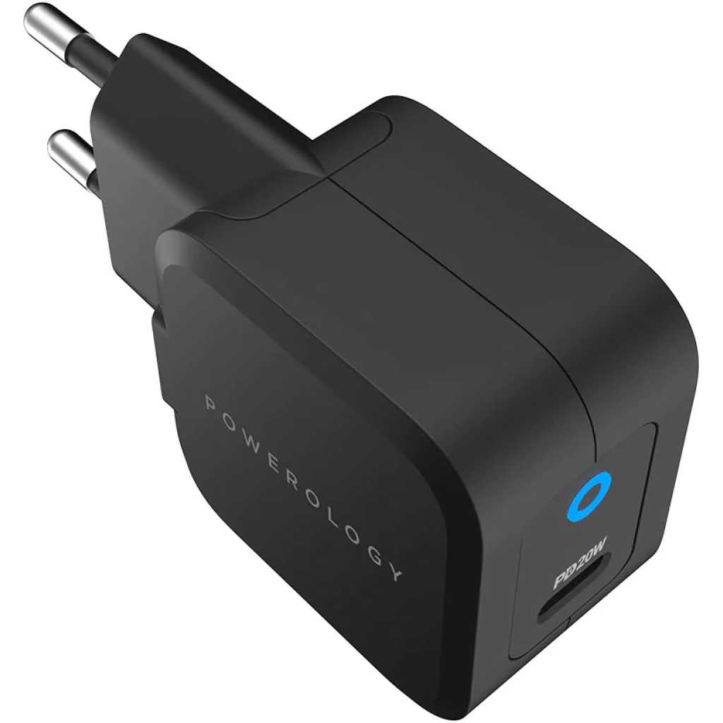 Powerology Ultra-Compact 20W PD GaN Charger - Black