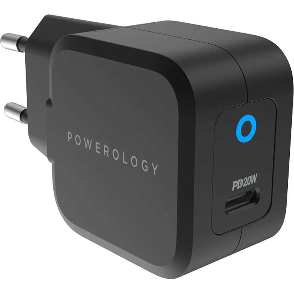 Powerology Ultra-Compact 20W PD GaN Charger - Black