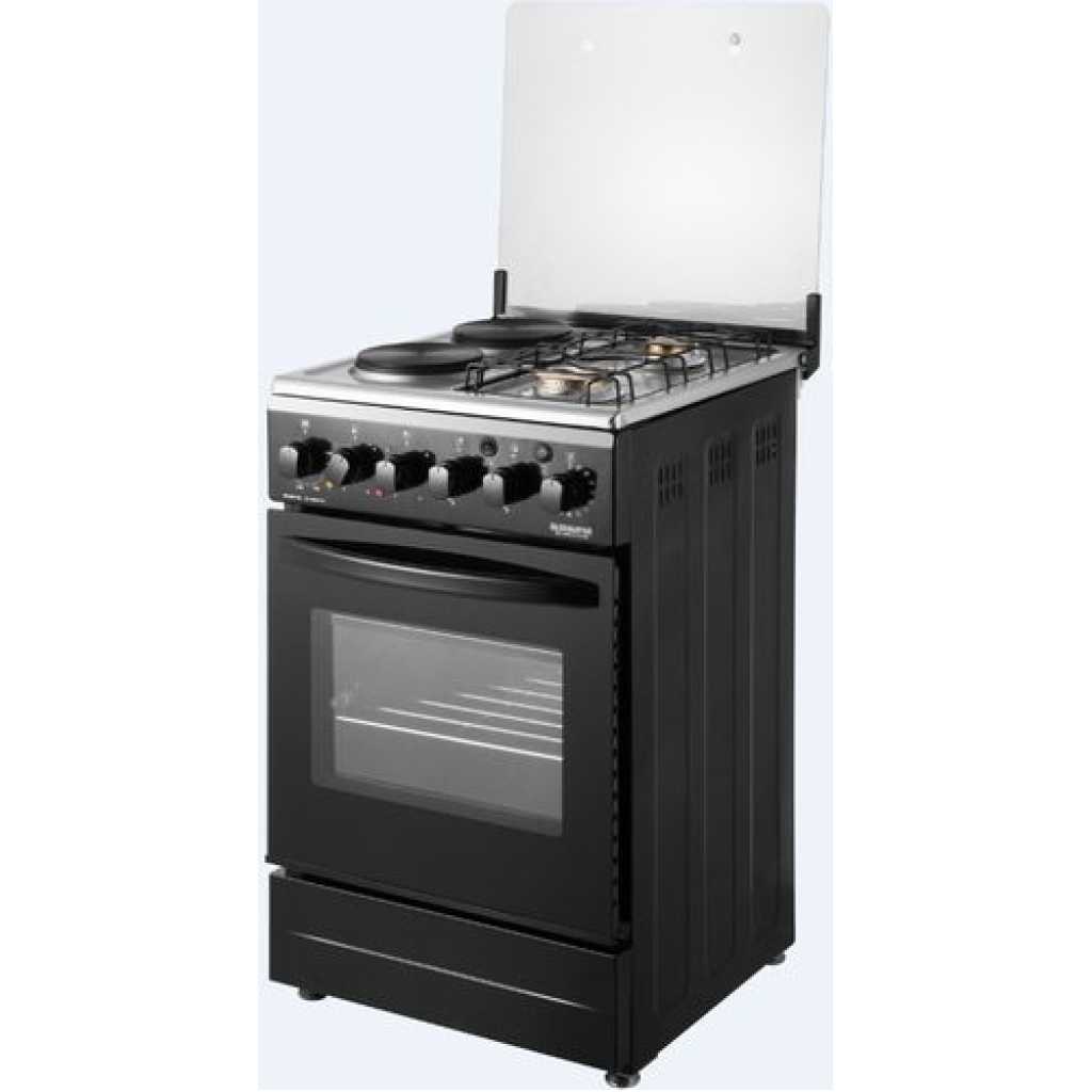 Global Star 2 Gas Cooker + 2 Electric Oven Cooker 50x50cm – Black