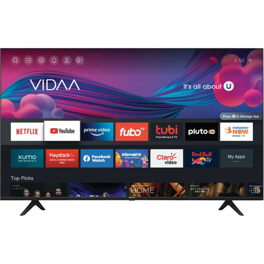 Hisense 58 inch 4K Smart TV 58A6HS– Frameless Vidaa Smart TV, Bluetooth, HDMI, USB, Netflix and Youtube One Touch