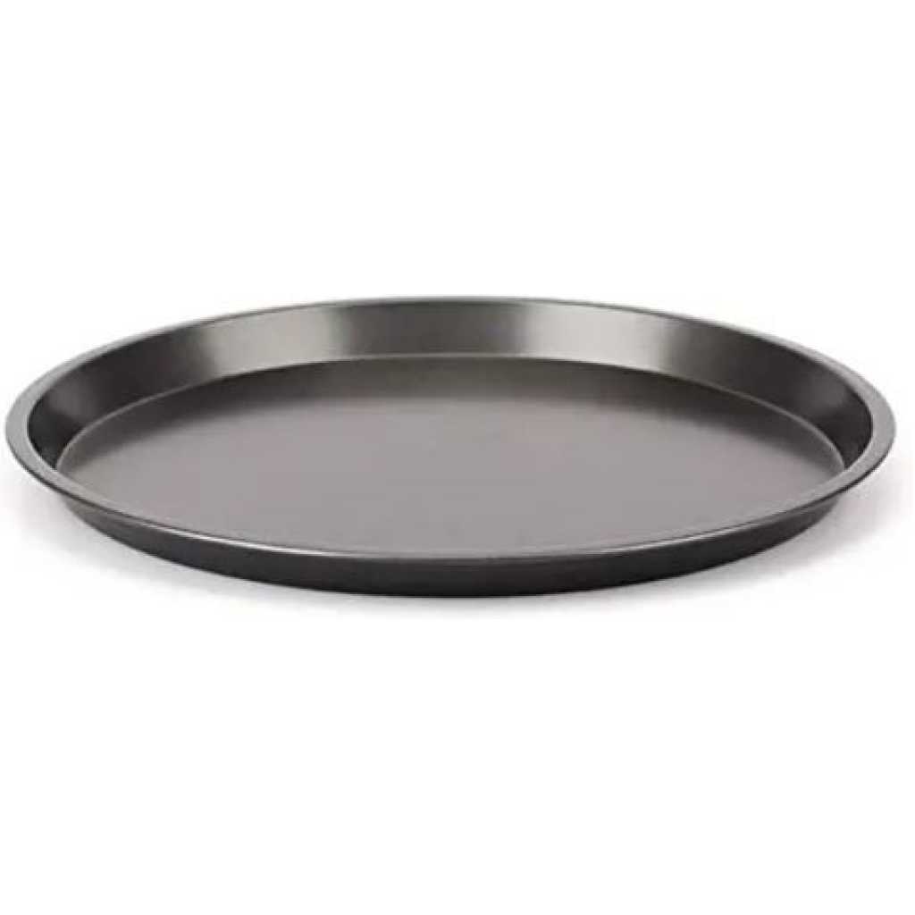 Non-Stick Pizza Steel Baking Round Oven Tray Pan, 30cm-Black