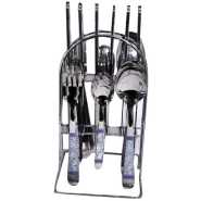 24 Piece Flowered Dinner Cutlery (Forks,Spoons& Knieves) With A Stand - Silver