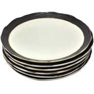 Band Dinner Plates, 6PCS - Black, Gold