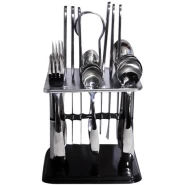 24pcs Cutlery (Forks, Spoons & Knives) with a Stand - Silver