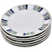 6 Pieces Blue Designed Side Plates - White