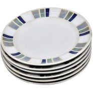6 Pieces Blue Designed Side Plates - White