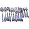 24 Piece Blue Flower Dinner Cutlery (Forks, Spoons & Knives) - Silver