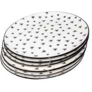 Round Star Design Dinner Plates, 6pcs - White