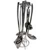 Long Dinner Serving Utensils/Spoons with Stand, 7pcs - Silver