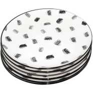 Round Box Design Dinner Plates, 6pcs - White