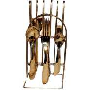 24pcs Cutlery (Forks, Spoons & Knives) with a Stand - Gold