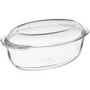 Pyrex Glass Oval Casserole Oven Dish with Lid,4L,Colourless