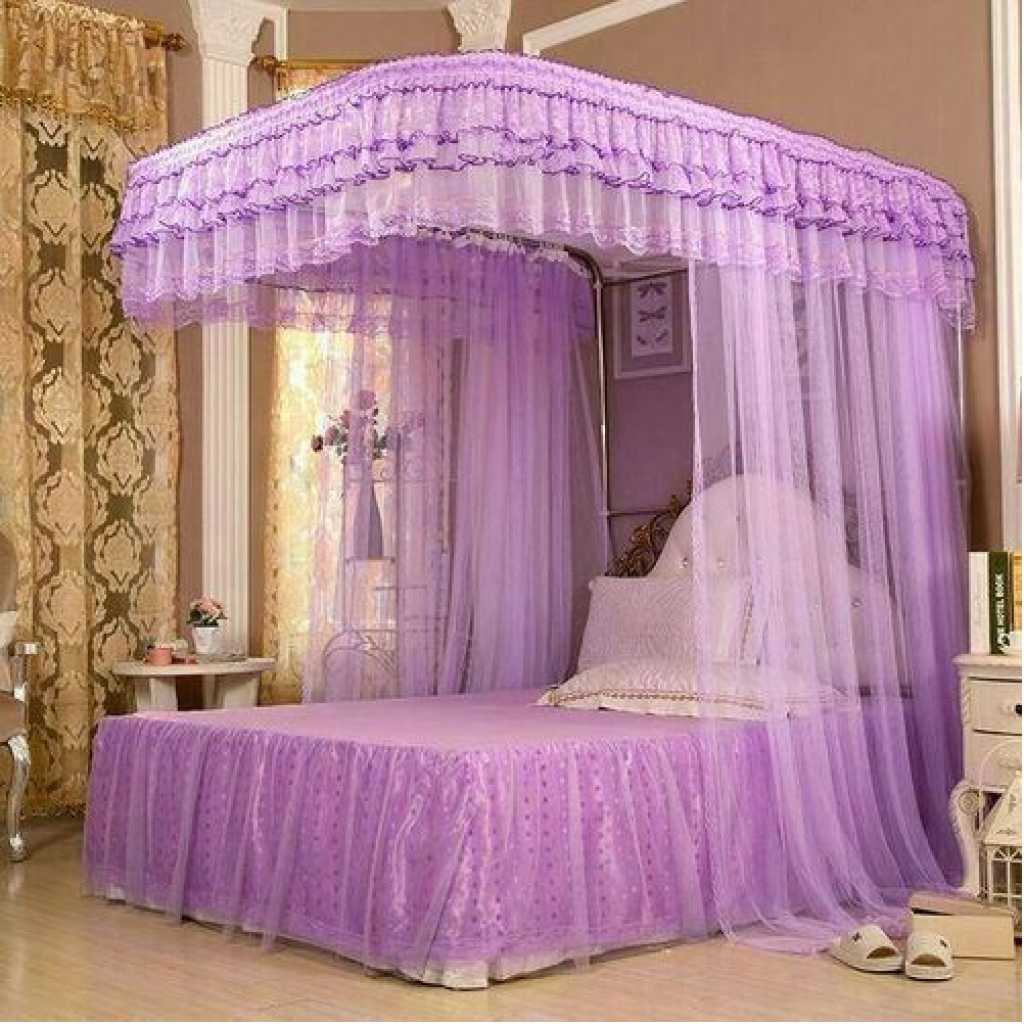 2 Stand Rail Design Mosquito Net - Purple - Top Design May Vary