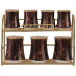 Life Smile 7 Piece Ceramic Sugar Bowl Coffee Tea Canister Storage Containers - Brown.