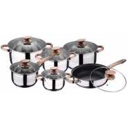 Kaisa Villa 12 Pieces Flash Heavy Stainless Steel Saucepans/Cookware Pots, Silver.