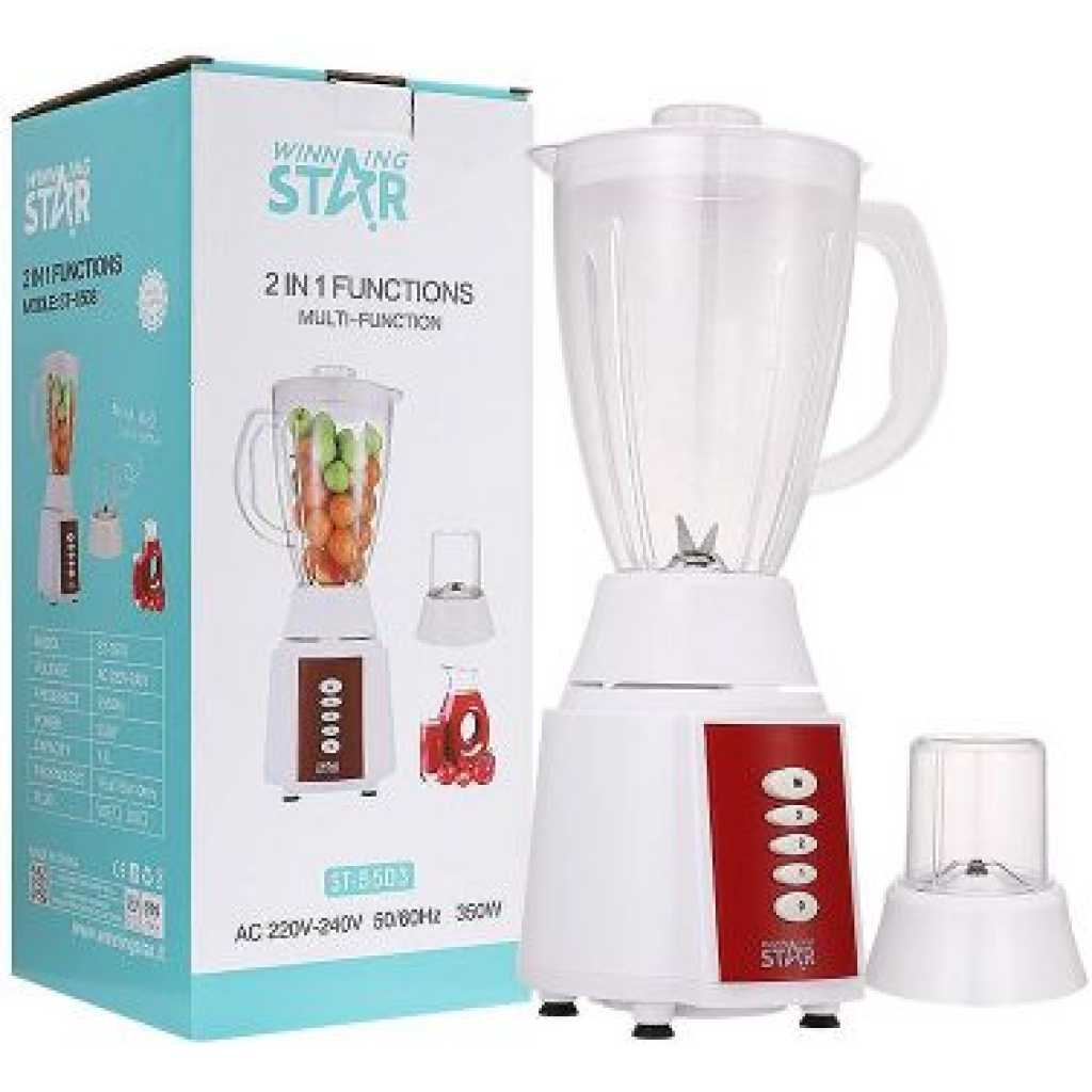 Winningstar 2 In1 Press Control Switch Fruit Juicer Smoothie Chopper Blender Mincer- Clear.