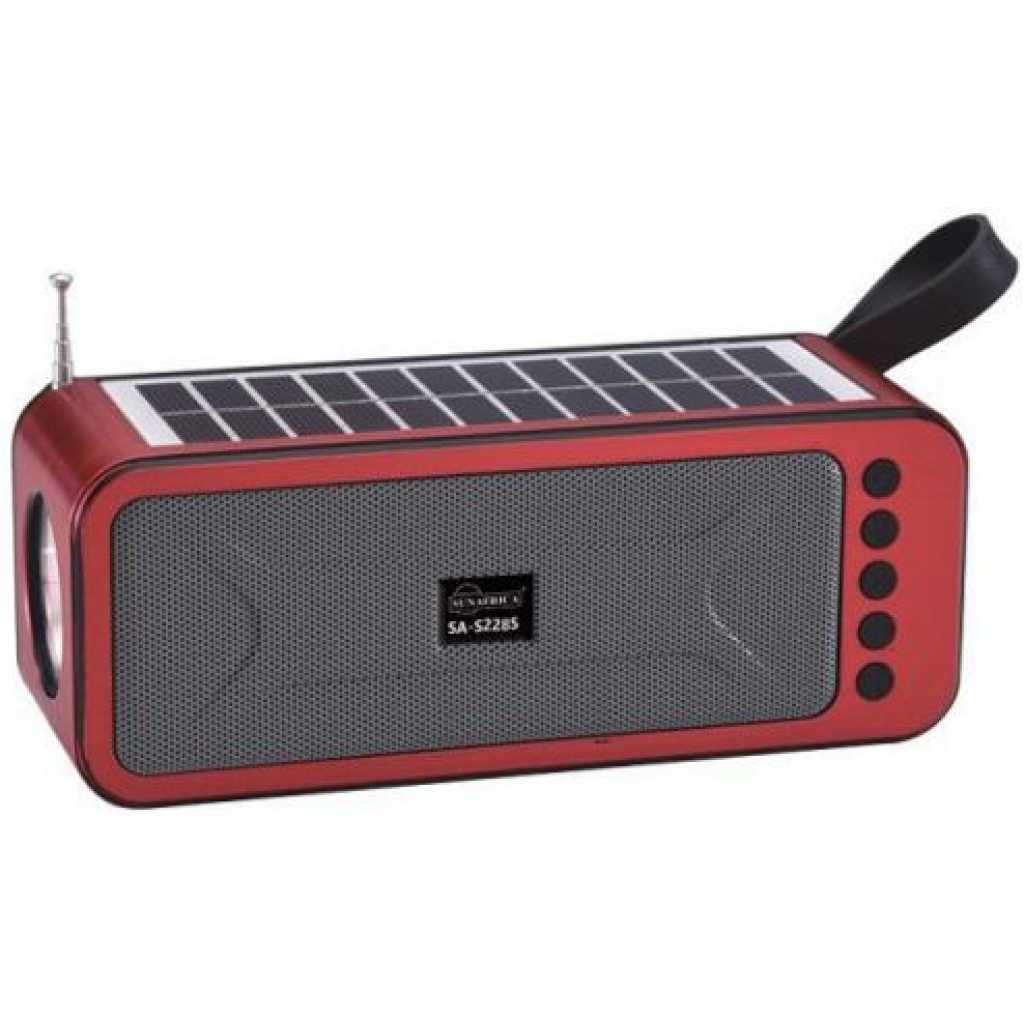 Portable Mini Speaker with Bluetooth USB TF AUX FM 6V 1W Solar Panel Flashlight USB Charging Line- Black .