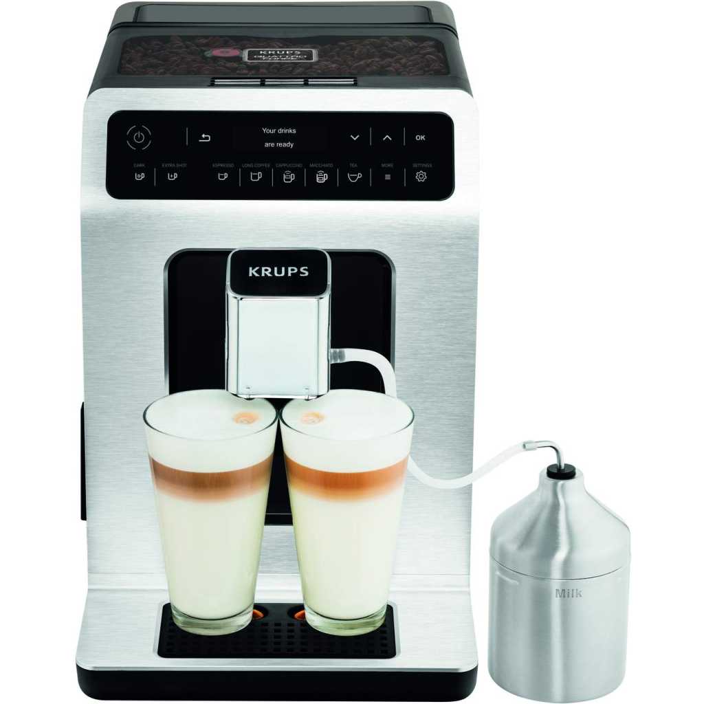 KRUPS Evidence Milk EA891D27 Automatic Coffee Machine, Espresso, Cappuccino, 15 Drink Options, Bean to Cup, Tea