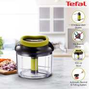 Tefal Manual Food Chopper and Mixer with Stainless Steel Blades for Vegetables, Onions, Herbs and Nuts, 5 Second Chopper, Green - Dark Citronnelle, 900 ml K1320404