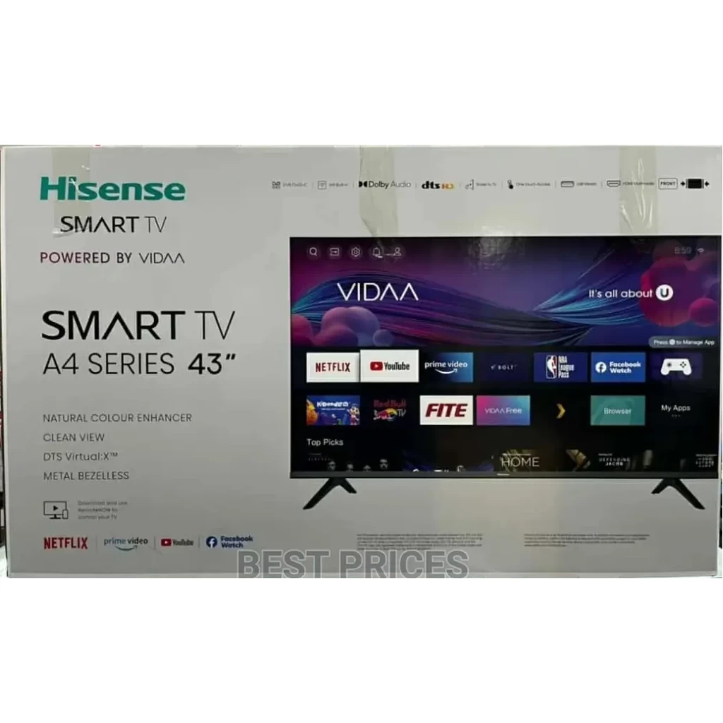Hisense 43A4 43'' Inch Smart VIDAA Frameless A4 Full HD LED TV (2023)