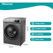 Hisense 10KG Automatic Front Load Washing Machine | Inverter Motor WFBJ1014VS - Grey