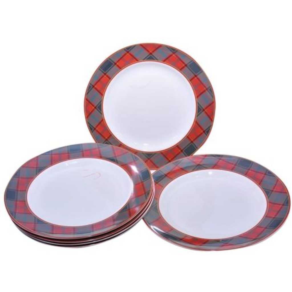 Checked Dinner Plates, 6PCS - White