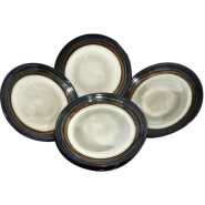 6 Pieces Brown Line Side Plates - Cream