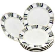 6 Pieces Blue Designed Side Plates - White