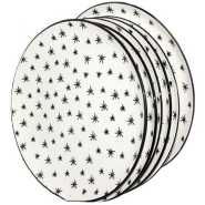 Round Star Design Dinner Plates, 6pcs - White