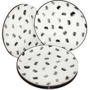 Round Box Design Dinner Plates, 6pcs - White