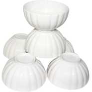 White Lined Serving Soup Bowl 6pcs - White