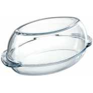 Pyrex Glass Oval Casserole Oven Dish with Lid, 4L , Colourless