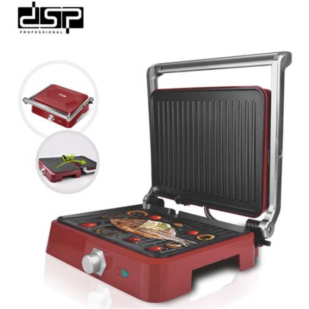 Dsp Sandwich Maker Panini Presser Contact Grill Machine- Red