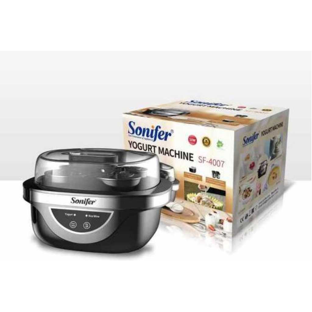 Sonifer 1L Portable Heating Temperature Control Electrical Mini Automatic Yogurt Maker Machine- Black.